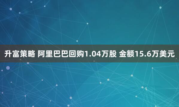 升富策略 阿里巴巴回购1.04万股 金额15.6万美元