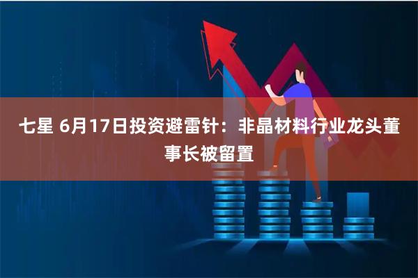 七星 6月17日投资避雷针：非晶材料行业龙头董事长被留置