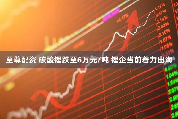 至尊配资 碳酸锂跌至6万元/吨 锂企当前着力出海